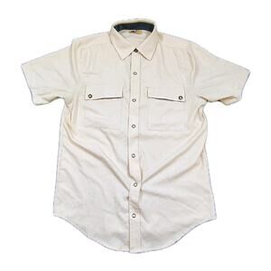 GoLite Shirt Men's S Ivory Short Sleeve Pocket Snap Front Lightweight Outdoor